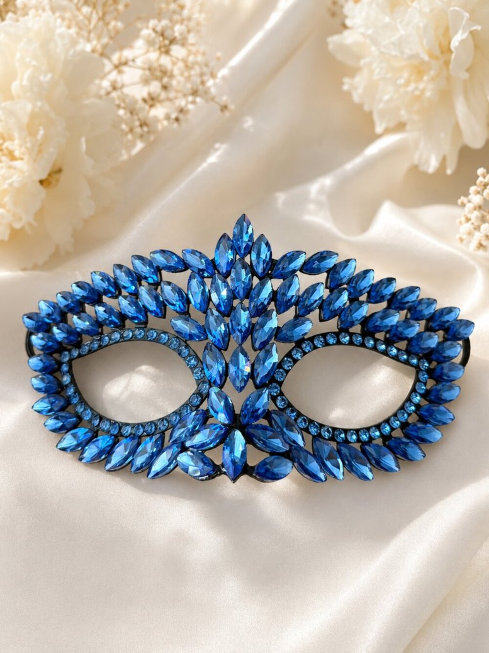 Sapphire Rhinestone Eye Mask, Masquerade Ball Accessory, Theater and cosplay